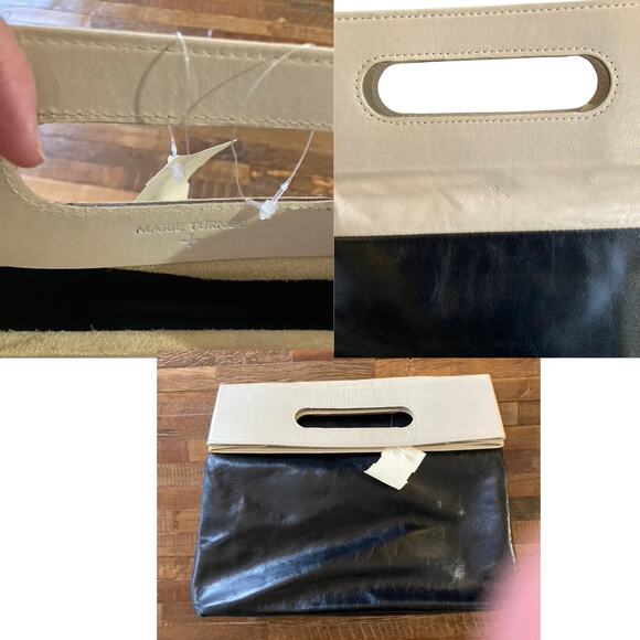 NWT Marie Turnor Emparte Large Shopper, Black with Cream Leather - Picture 6 of 6